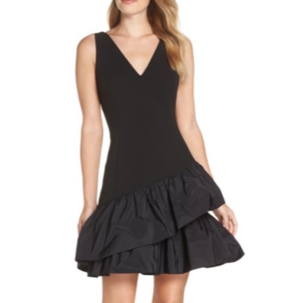 Vince Camuto Black Mini Dress with Ruffle Hem